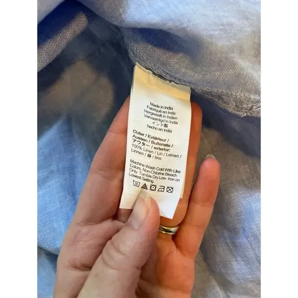 J.Crew Tall Cabana dress in linen blue women’s‎ medium tall - Picture 9 of 13